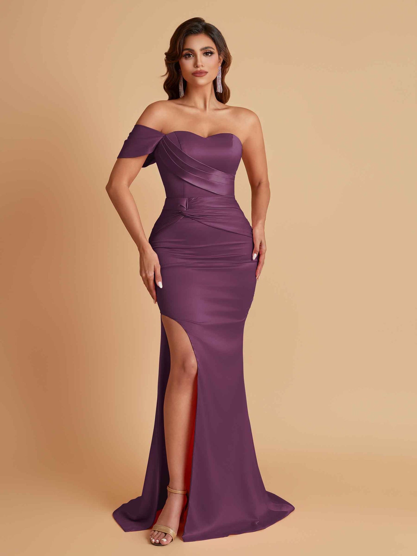Sexy Soft Satin Mermaid One Shoulder Floor-Length Mermaid Bridesmaid Dresses
