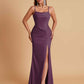 Gorgeous Spaghetti Straps Soft Satin Side Slit Floor-Length Mermaid Bridesmaid Dresses