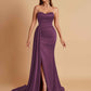 Elegant Soft Satin Sweetheart Strapless Side-Slit Mermaid Bridesmaid Dresses