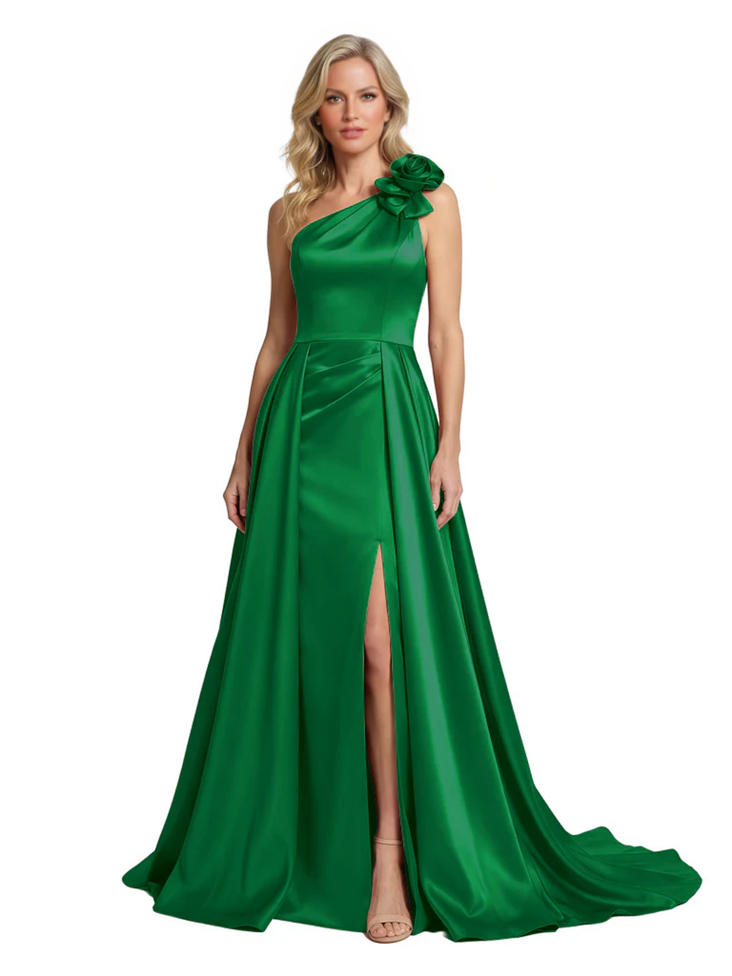 One Shoulder Sleeveless Mother of the Brides Dresses Floor Length Slit With Train
