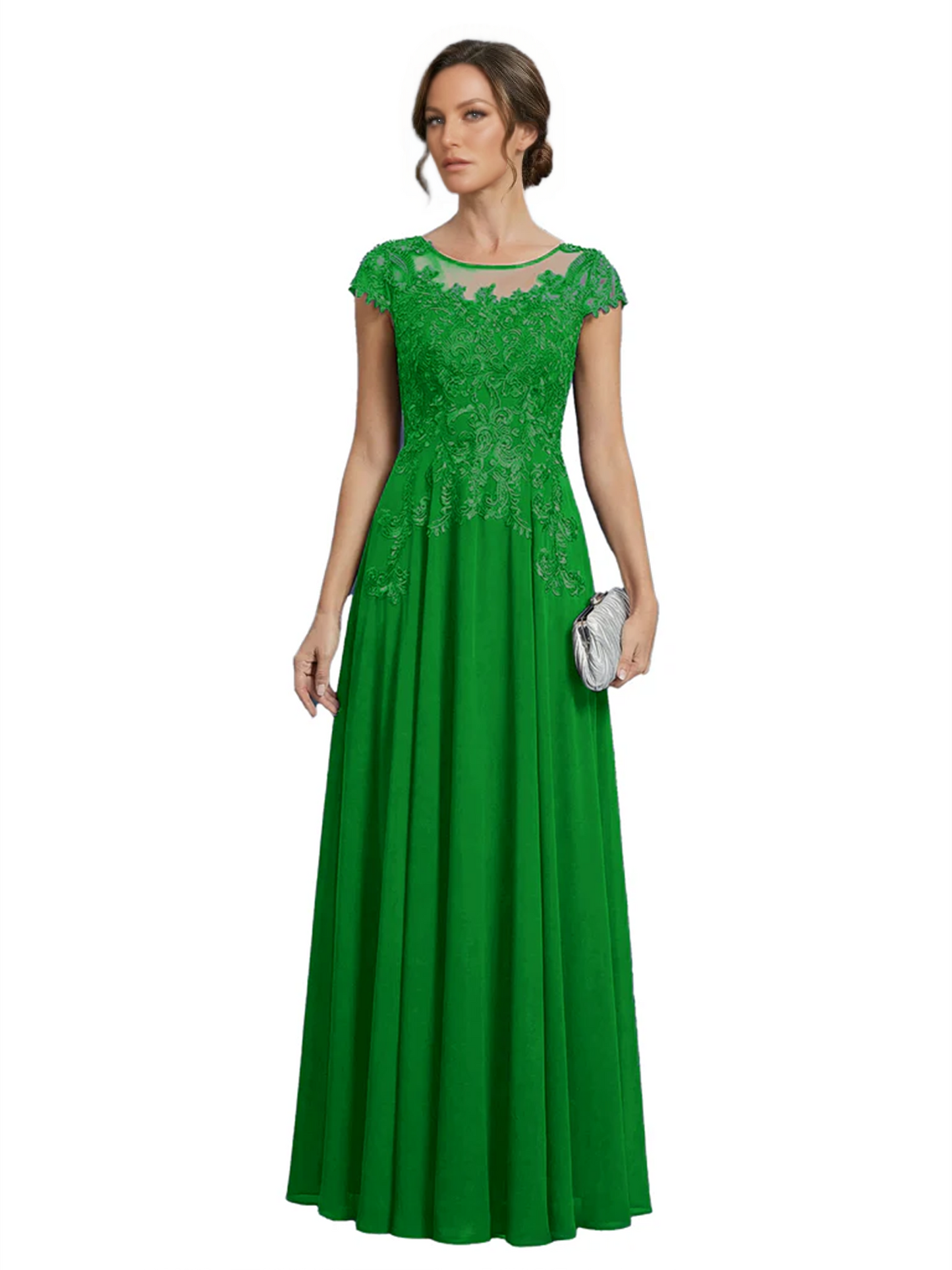 Chic Long A-Line Chiffon Mother of the Brides Dresses Sequin Mom Outfits For Wedding