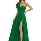 Elegant Mother of the Groom Dress A-Line Satin Formal Gown with High Slit Ruched Bodice
