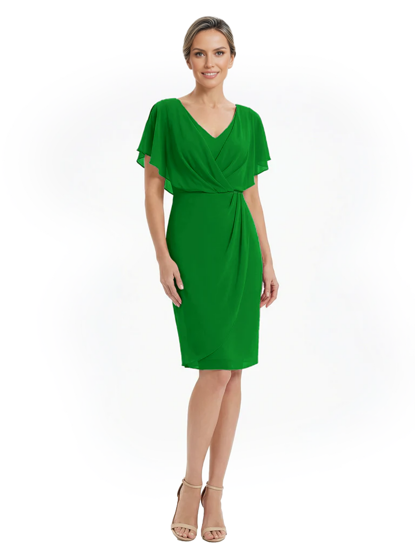 Chic Knee-Length Mother of Bride Formal Dress Slimming Chiffon Styles for Wedding Guest