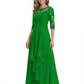 3/4 Sleeve Mother of the Bride Dress with Lace Embroidery High-Low Hem 2026