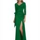 Elegant Evening Gowns Slit Trending Styles Satin Slit Formal Dress Cowl Neckline Gown Tie
