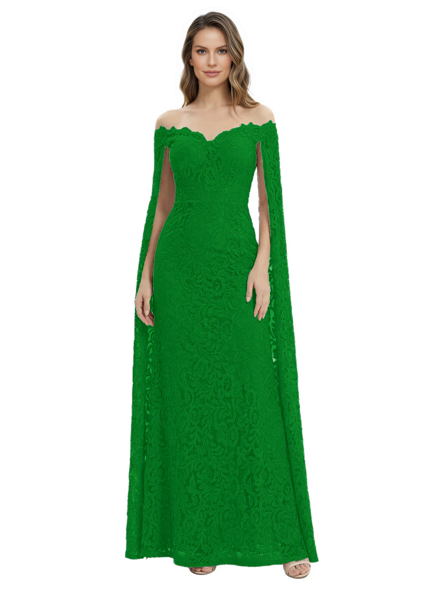 Elegant Mother of the Groom Gown Floral Lace Embroidered Formal Dress with Cape