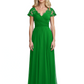 Mother of the Bride Dress Cap Sleeves and V-Neckline with Embroidered Lace Shoulders