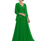 Plus Size A-line Chiffon 3/4 Sleeves Mother of the Brides Dresses Long Jacket Dress