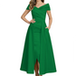 Formal Floor-Length Mother of the Bride Gown Satin Maxi Dress with Slit Off Shoulder