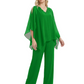 V-Neck Chiffon Mother of the Brides Dresses Plus Size Jacket Suits Wedding