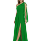 One-Shoulder Mother of the Bride Dress Chiffon Gown with Long Sash Detail
