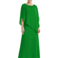 Elegant Mother of Bride Dresses Evening Gowns Trending 2026 Styles with Asymmetric Cape