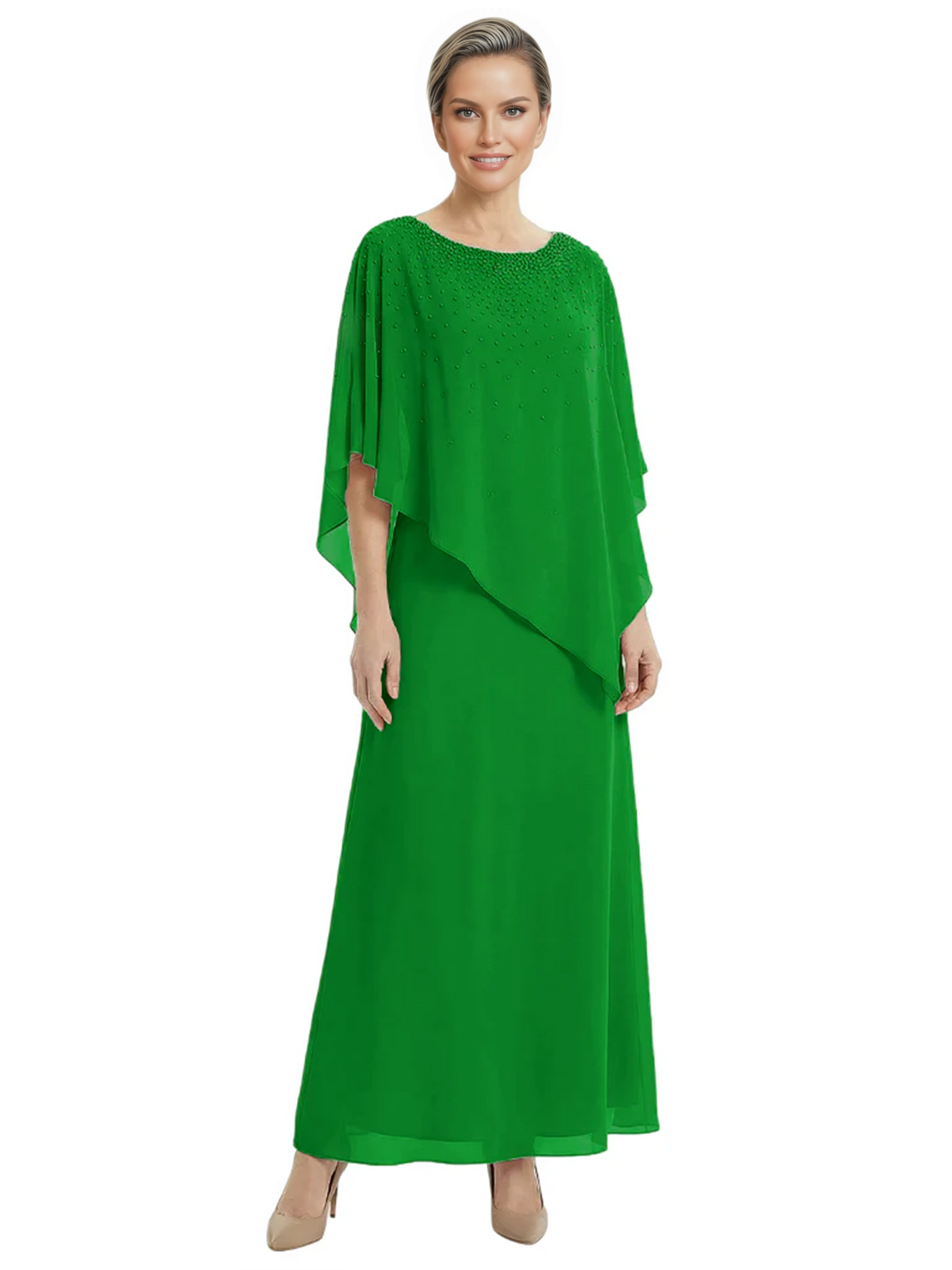 Elegant Mother of Bride Dresses Evening Gowns Trending 2026 Styles with Asymmetric Cape