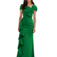 Elegant Mother of Bride Dress Formal Gowns Mermaid Ruffle Floor Length Asymmetric Neckline
