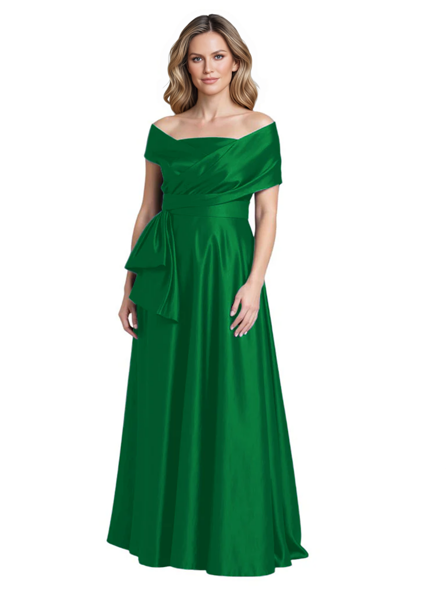 Formal Floor-Length Mother of the Bride Gown Sleeveless Satin Maxi Dress with Drape