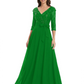 Chiffon Mother of the Bride Dress with Sequin V-Neck and Elegant Bow Sash