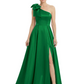 Luxury Bow Black Formal Dress One-Shoulder A-Line Gowns with Sexy Side Slit 2026