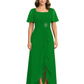 Formal High-Low Mother of the Bride Gown Sleeved Chiffon Maxi Dress Ruched Waist