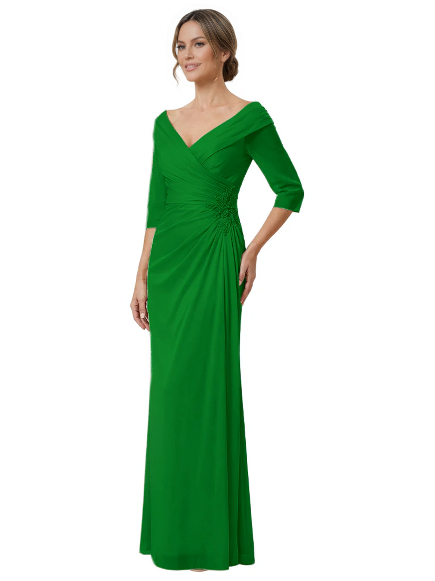 Elegant 3/4 Sleeve Mother of the Brides Dresses Mom Outfits Wedding Satin