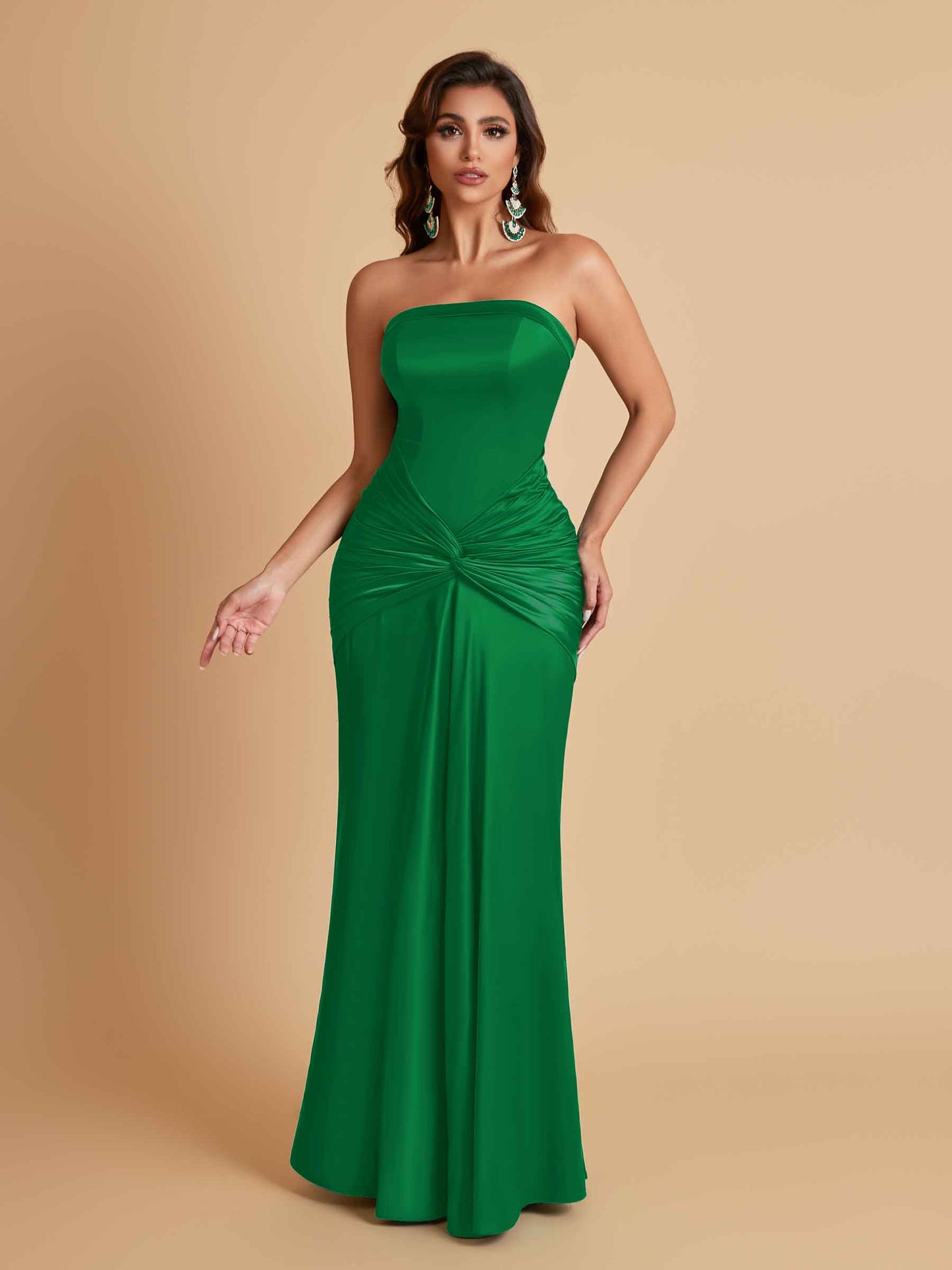 Sexy Soft Satin Mermaid Strapless Floor-Length Mermaid Bridesmaid Dresses