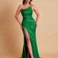 Gorgeous Strapless Soft Satin Side Slit Floor-Length Mermaid Bridesmaid Dresses