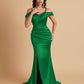 Sexy Soft Satin Mermaid Off Shoulder Side Slit Floor-Length Mermaid Bridesmaid Dresses