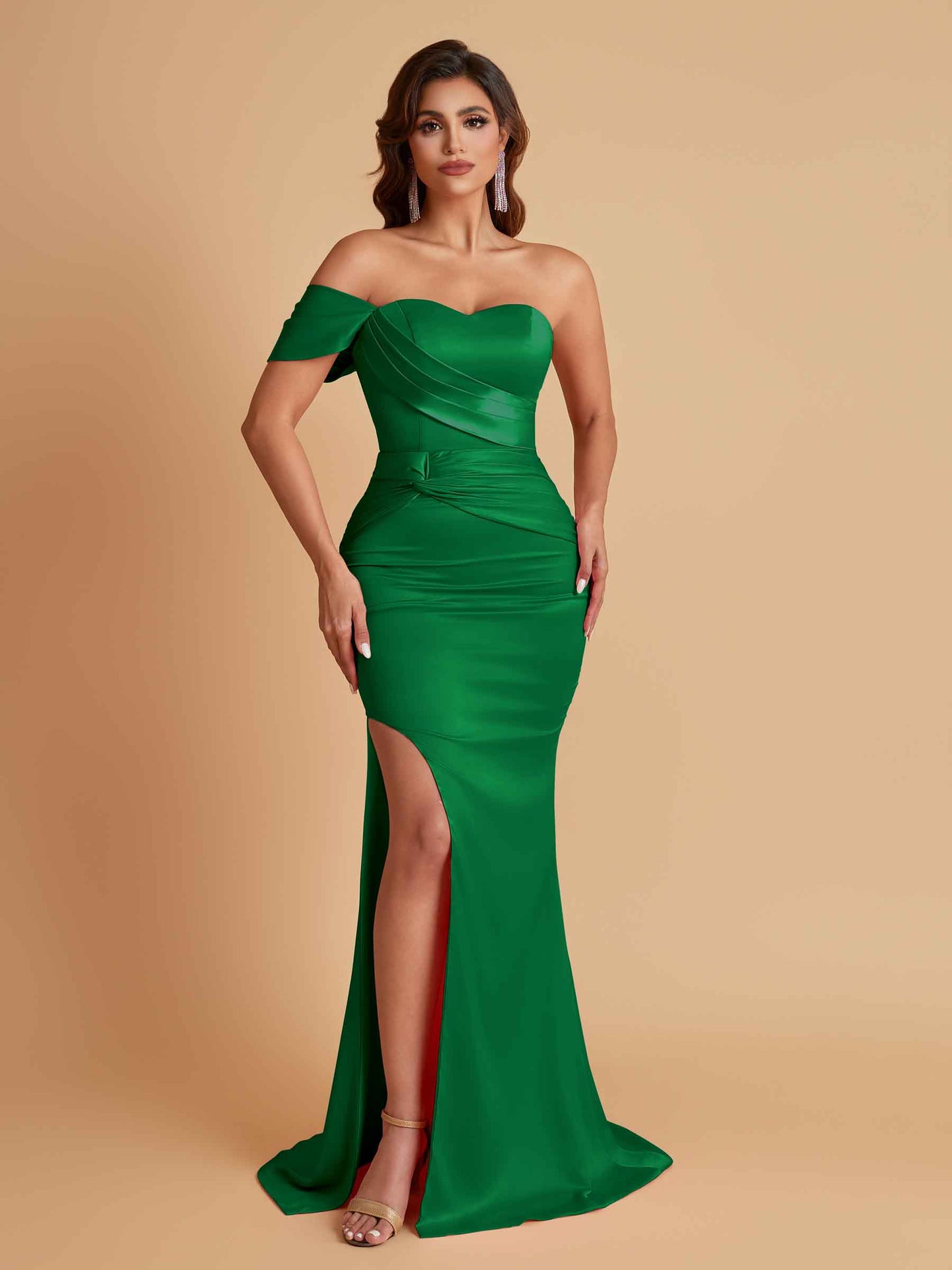 Sexy Soft Satin Mermaid One Shoulder Floor-Length Mermaid Bridesmaid Dresses