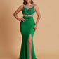 Sexy Soft Satin Mermaid Illusion Side Slit Floor-Length Bridesmaid Dresses Online