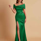 Elegant Soft Satin Off-the-shoulder Side-Slit Mermaid Bridesmaid Dresses