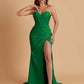 Elegant Soft Satin Mermaid V-neck Side Slit Floor-Length Bridesmaid Dresses Online