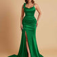 Elegant Soft Satin Mermaid Bowknot Floor-Length Mermaid Bridesmaid Dresses
