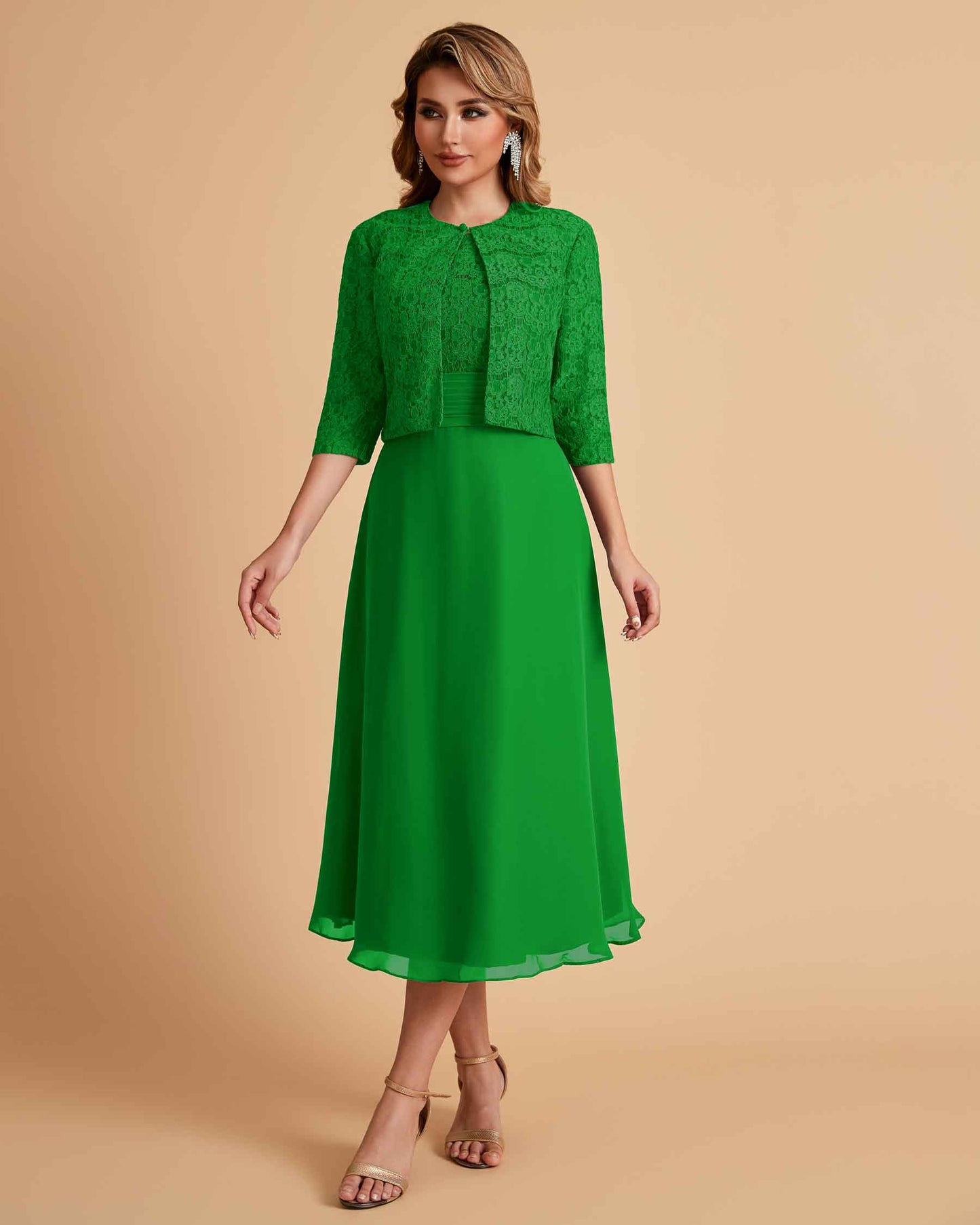 Elegant A-line Bateau Sleeveless Tea Length Mother of the Brides Dresses Online