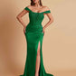 Sexy Soft Satin V-neck Off-the-shoulder Strapless Side-Slit Mermaid Bridesmaid Dresses