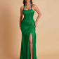 Gorgeous Square Criss Cross Soft Satin Side Slit Floor-Length Mermaid Bridesmaid Dresses