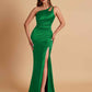 Sexy Soft Satin Mermaid One Shoulder Floor-Length Mermaid Bridesmaid Dresses