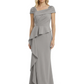 A-Line Satin Cap Sleeves Mother of the Brides Dresses Floor Length For Wedding