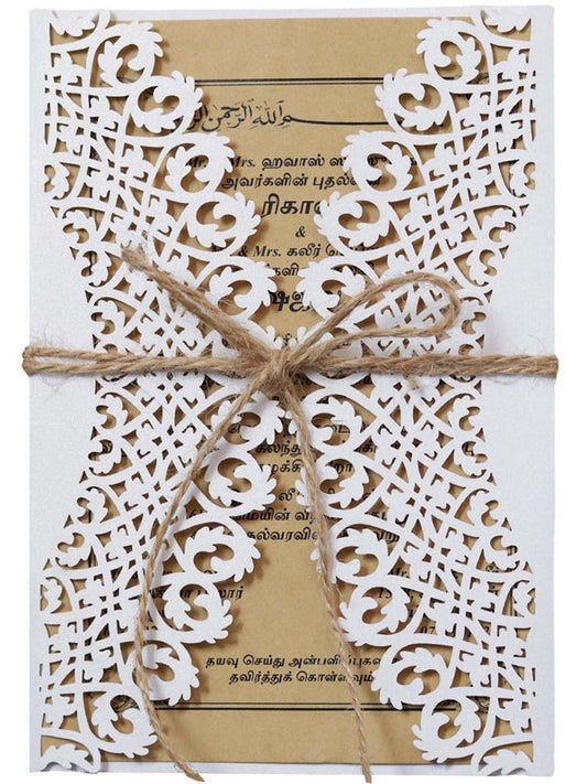 Simple White Wedding Invitation Letter, Hollow Out Greeting Card