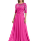 Illusion Neck Mother of the Bride Dress Half Sleeve Lace Applique Gowns Chiffon