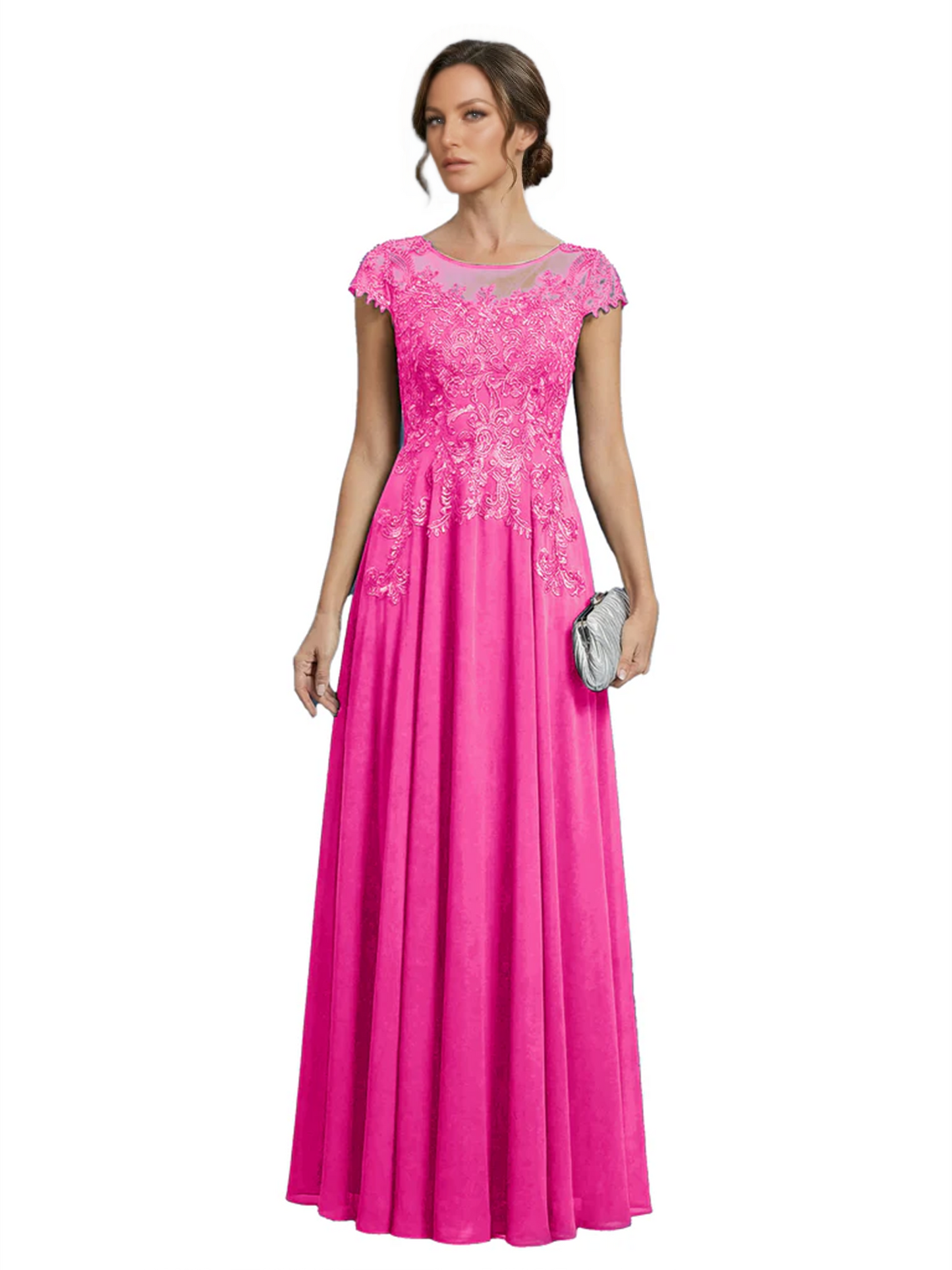 Chic Long A-Line Chiffon Mother of the Brides Dresses Sequin Mom Outfits For Wedding
