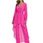 Luxury Black Formal Trousers Set High-Low Chiffon Top with Sparkling Beaded Detail
