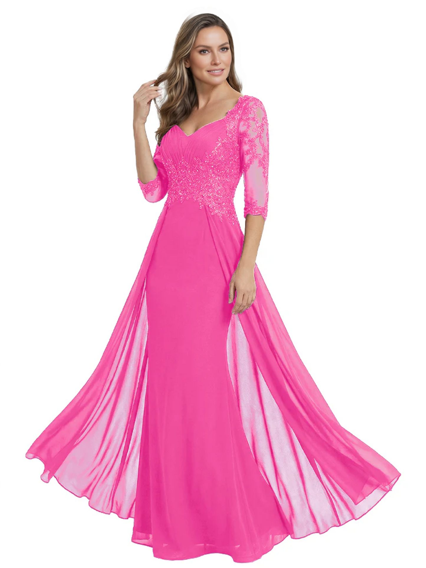 Luxury Burgundy Formal Dress Embroidered Lace Bodice Flowy Chiffon Gown 2026