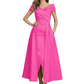 Formal Floor-Length Mother of the Bride Gown Satin Maxi Dress with Slit Off Shoulder