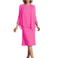 3 PCS Knee-Length Mother of Bride Dresses Prom Dress Evening Dress with Sheer Sleeves and Jacket