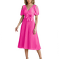 Wedding Formal Dress V-Neck Pleated Chiffon Gown with 3D Flower Accent Knee Length