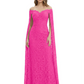 Elegant Mother of the Groom Gown Floral Lace Embroidered Formal Dress with Cape
