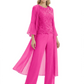 Elegant Pink 3-Piece Pant Set Trending 2026 Styles with Lace Wide-Leg Pants