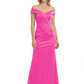 Off Shoulder Mother of the Bride Dress Beaded Waist Satin Gown Portrait Neckline