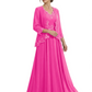 Plus Size A-line Chiffon 3/4 Sleeves Mother of the Brides Dresses Long Jacket Dress