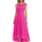Elegant Evening Gown Trending 2026 Styles with Cap Sleeves High-Low Skirt