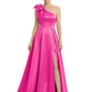 Luxury Bow Black Formal Dress One-Shoulder A-Line Gowns with Sexy Side Slit 2026
